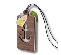 Ambientador de madera de nogal auténtico, para coche o armario, con almohadilla de fieltro para sus propias fragancias, aroma para coche con diferentes diseños y reutilizable (7,0 x 3,5 cm, ancla)