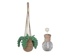 Ambientador de planta de ganchillo para coche, difusor de aceite de fragancia de aire para coche, bonita decoración perfumada para coche, colgante de visión trasera