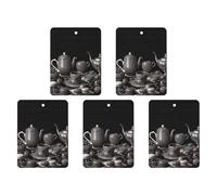 Ambientador de té negro para coche, paquete de 5 hojas colgantes perfumadas para automóvil, hogar, decoración de interiores, cuadrados, estilo gris