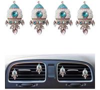 Ambientador difusor de aire con forma de cohete de perlas de diamantes de imitación brillantes para coche, accesorio para mujeres y niñas (blanco)