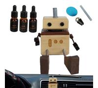 Ambientador para automóvil, difusor de aceite aromático de madera con diseño de robot para vehículos, dispensador de fresco de larga duración para limusinas, camionetas, scooters, conductores, oficina