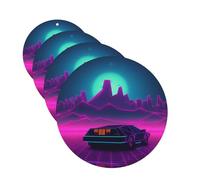 Ambientador para coche, 4 piezas, ambientador para coche, tabletas de aromaterapia, imágenes retrowave, tarjetas perfumadas, divertidas hojas perfumadas para colgar en el dormitorio, armario, zapatero