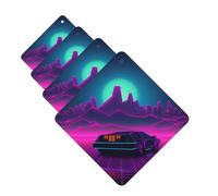 Ambientador para coche, 4 piezas, ambientador para coche, tabletas de aromaterapia, imágenes retrowave, tarjetas perfumadas, divertidas hojas perfumadas para colgar en el dormitorio, armario, zapatero