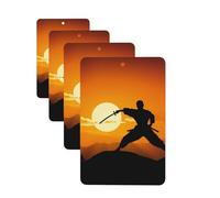 Ambientador para coche, 4 unidades, ambientador para coche, aromaterapia, tabletas, silueta de sol y karate, tarjetas perfumadas, divertidas hojas colgantes perfumadas para dormitorio, armario,