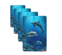 Ambientador para coche, 4 unidades, ambientador para coche, tabletas de aromaterapia, delfines del mundo submarino, coral, tarjetas perfumadas, divertidas hojas colgantes para dormitorio, armario,