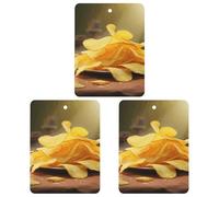 Ambientador para coche, ambientador con forma de patatas fritas, pastillas aromáticas para coche (paquete de 3) (sabor a lavanda/océano/té blanco) para coche o casa.