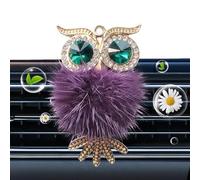 Ambientador para coche con clip de ventilación, accesorio de fragancia de felpa con diseño de búho de diamantes de imitación, ambientador perfumado de larga duración para el interior del vehículo,