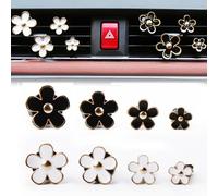 Ambientador Ventilación Automóviles Accesorios,Set de 8 Clips de Ambientador para Coche, Difusor de Aceites Esenciales, Decoración Interior, Accesorios Elegantes en Vehículos (Negro, Blanco)