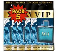 Ambientadores coche CARIBI VIP PACK 5 | Aromas prémium de larga duración en celulosa perfumada | Ambientadores de lujo para coche, hogar y oficina - Fragancias intensas y elegantes (VIP 501 PERFUME)