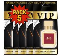 Ambientadores coche CARIBI VIP PACK 5 | Aromas prémium de larga duración en celulosa perfumada | Ambientadores de lujo para coche, hogar y oficina - Fragancias intensas y elegantes (540 PERFUME)