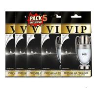 Ambientadores coche CARIBI VIP PACK 5 | Aromas prémium de larga duración en celulosa perfumada | Ambientadores de lujo para coche, hogar y oficina - Fragancias intensas y elegantes (VIP 808 PERFUME)
