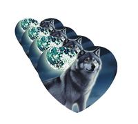 Ambientadores colgantes para coche, 4 unidades, con fragancia, tarjetas perfumadas, en forma de corazón, tabletas de aromaterapia, lobo, bajo la luna, ambientador de coche para espejo interior de