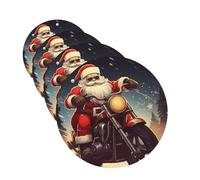 Ambientadores colgantes para coche, 4 unidades, con fragancia, tarjetas perfumadas, forma redonda, tabletas de aromaterapia, Papá Noel, motero, equitación, ambientador para el interior del coche,