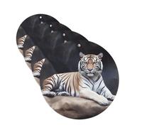 Ambientadores colgantes para coche, 4 unidades, tarjetas perfumadas de fragancia, forma redonda, tabletas de aromaterapia para coche, diseño de tigre sentado en roca, ambientador de coche para