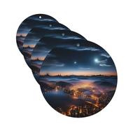 Ambientadores colgantes para coche, 4 unidades, tarjetas perfumadas, forma redonda, aromaterapia, tabletas, ciudades, visión nocturna, ambientador para coche, espejo interior, colgante, regalos