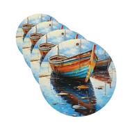 Ambientadores colgantes para coche, 4 unidades, tarjetas perfumadas, forma redonda, aromaterapia, tabletas, barcos y pinturas al óleo de mar, ambientador de coche para espejo interior de coche,