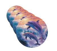 Ambientadores colgantes para coche, 4 unidades, tarjetas perfumadas, forma redonda, aromaterapia, tabletas, delfines, arte, ambientador de coche, para espejo interior, regalo