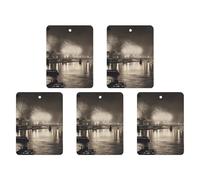 Ambientadores colgantes para coche, 5 unidades, tarjetas perfumadas para coches, fuegos artificiales sobre la ciudad, ambientadores de coche, decoración interior, tarjetas perfumadas para espejo