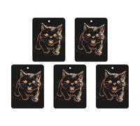 Ambientadores colgantes para coche, 5 unidades, tarjetas perfumadas para coches, gatos con expresión feroz, ambientadores de coche, decoración interior, tarjetas perfumadas para espejo retrovisor
