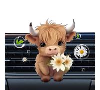 Ambientadores De Aire Para Vehículos | Clip Decorativo para Ventilación de Automóvil con Forma de de las Tierras Altas en 2D | Diseño Acrílico 2D de Vacuna de las Tierras Altas Difusor de Aromaterapia