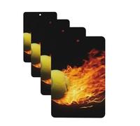 Ambientadores de coche Burning Tennis Pictures, 4 piezas, divertidos ambientadores colgantes para coche, lindos y duraderos con aroma a espejo, adornos de decoración para hombres y mujeres, rectángulo
