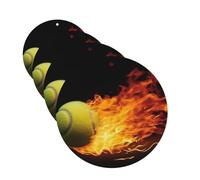 Ambientadores de coche Burning Tennis Pictures, 4 piezas, divertidos ambientadores colgantes para coche, lindos y duraderos con aroma a espejo, adornos de decoración para colgar en el espejo, regalo