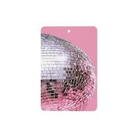Ambientadores de coche con bola de discoteca brillante sobre fondo rosa, 4 tarjetas perfumadas colgantes, tarjetas perfumadas para coche, tabletas de aromaterapia