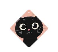 Ambientadores de coche con cara de gato negro con ojos grandes, 6 unidades, divertidos ambientadores colgantes para coche, lindos y duraderos con aroma de espejo, adornos de decoración para regalo