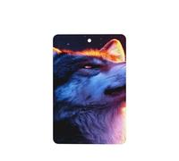 Ambientadores de coche con cara de lobo colorido mirando hacia arriba, 4 tarjetas perfumadas colgantes, tarjetas perfumadas para tabletas de aromaterapia de coche