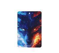 Ambientadores de coche con caras de lobo azul y rojo, 4 unidades, tarjetas perfumadas para colgar, tarjetas perfumadas para tabletas de aromaterapia de coche