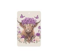 Ambientadores de coche con corona de flor morada de vaca de las tierras altas, 4 tarjetas perfumadas colgantes, tarjetas perfumadas para coche, tabletas de aromaterapia