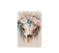 Ambientadores de coche con diseño de calavera de vaca con piedras turquesas, rosas, margaritas, 4 tarjetas perfumadas colgantes, tarjetas perfumadas para coche, tabletas de aromaterapia