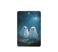 Ambientadores de coche con diseño de dos lindos fantasmas en el bosque oscuro, 4 tarjetas perfumadas colgantes, tarjetas perfumadas para coche, tabletas de aromaterapia