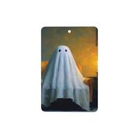 Ambientadores de coche con diseño de fantasma sentado en el sillón a la luz de las velas, 4 tarjetas perfumadas colgantes, tarjetas perfumadas para coche, tabletas de aromaterapia