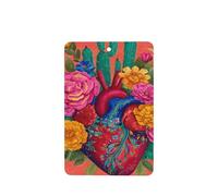 Ambientadores de coche con diseño de flores de cactus y corazón sagrado de arte popular mexicano, 4 tarjetas perfumadas colgantes, tarjetas perfumadas para coche, tabletas de aromaterapia