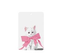 Ambientadores de coche con diseño de gatito blanco con lazo rosa gigante, 4 tarjetas perfumadas colgantes, tarjetas perfumadas para coche, tabletas de aromaterapia