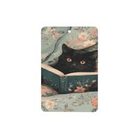 Ambientadores de coche con diseño de gato negro leyendo un libro en la cama, 4 tarjetas perfumadas colgantes, tarjetas perfumadas para coche, tabletas de aromaterapia