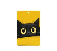 Ambientadores de coche con diseño de gato negro mirando desde amarillo, 4 tarjetas perfumadas para colgar tarjetas perfumadas para tabletas de aromaterapia de coche