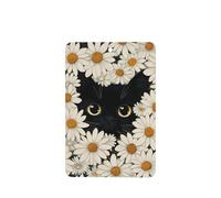 Ambientadores de coche con diseño de gato negro mirando desde margaritas blancas, 4 tarjetas perfumadas colgantes, tarjetas perfumadas para tabletas de aromaterapia de coche