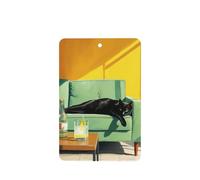 Ambientadores de coche con diseño de gato negro tumbado en el sofá, 4 tarjetas perfumadas colgantes, tarjetas perfumadas para coche, tabletas de aromaterapia