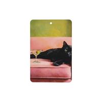 Ambientadores de coche con diseño de gato negro tumbado en un sofá rosa, 4 tarjetas perfumadas colgantes, tarjetas perfumadas para coche, tabletas de aromaterapia