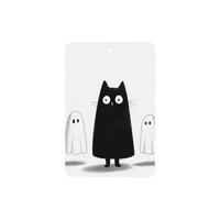 Ambientadores de coche con diseño de gato negro y dos fantasmas de Halloween, 4 tarjetas perfumadas colgantes, tarjetas perfumadas para coche, tabletas de aromaterapia