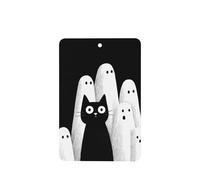 Ambientadores de coche con diseño de gato negro y fantasmas de Halloween, 4 tarjetas perfumadas colgantes, tarjetas perfumadas para coche, tabletas de aromaterapia