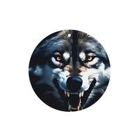 Ambientadores de coche con diseño de lobo con colmillos desnudos, 4 unidades, forma redonda, para colgar, tabletas de aromaterapia, ambientadores perfumados para dormitorio y baño