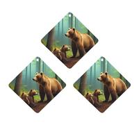 Ambientadores de coche con diseño de Mama Bear And Two Cubs, 3 unidades, para colgar, aromas de larga duración, para aromaterapia, tabletas, espejo retrovisor, accesorios interiores