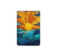 Ambientadores de coche con diseño de mosaico de vidrieras, color azul sol, olas del océano, 4 unidades, tarjetas perfumadas colgantes, tarjetas perfumadas para coche, tabletas de aromaterapia