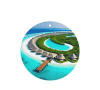 Ambientadores de coche con diseño de paisaje de Maldivas, 6 unidades, forma redonda, para colgar, tabletas de aromaterapia, ambientadores perfumados para dormitorio y baño