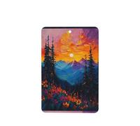 Ambientadores de coche con diseño de pinos altos, paisaje, sol, paisaje, 4 unidades, tarjetas perfumadas colgantes, tarjetas perfumadas para coche, tabletas de aromaterapia