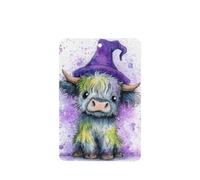 Ambientadores de coche con diseño de sombrero de mago morado de vaca de las tierras altas, 4 tarjetas perfumadas colgantes, tarjetas perfumadas para tabletas de aromaterapia de coche