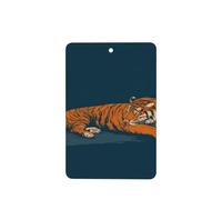 Ambientadores de coche con diseño de tigre naranja acostado en verde azulado oscuro, 4 tarjetas perfumadas colgantes, tarjetas perfumadas para tabletas de aromaterapia de coche